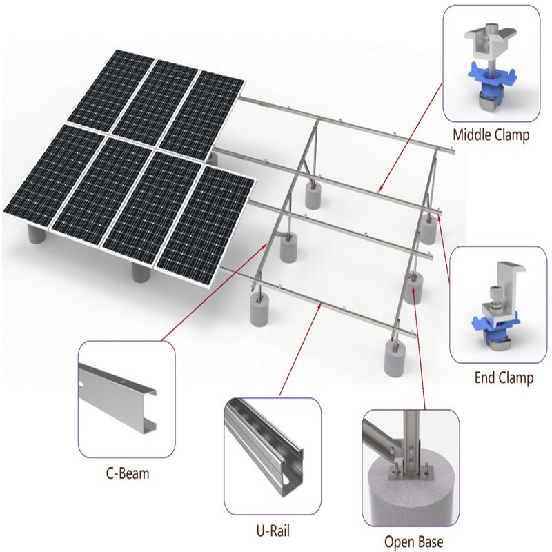 Estructura de montaje solar de tierra solar de acero revestida de gran escala ZAM del sistema de montaje en tierra