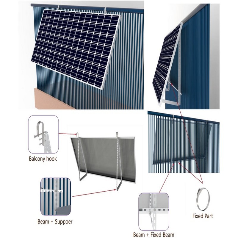 Easy Solar Kit Panel solar universal Soportes de montaje para balcón Soporte de módulo solar para balcón